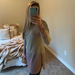 Ombré Long Sleeve Waffle Knit Top